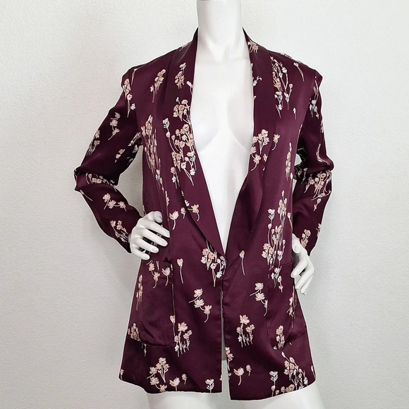Anthropologie Etta:twa Tavie Romantic Satin Oversized Open Blazer Jacket Size XS - Picture 2 of 10